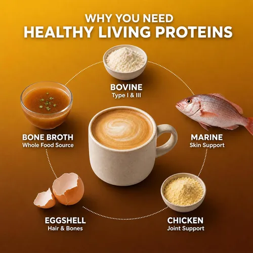 Miniatura 7 de Healthy Living Proteins - Polvo de péptidos multicolágeno hidrolizados tipo I, II, III, V y X, bovino alimentado con pasto, marino capturado