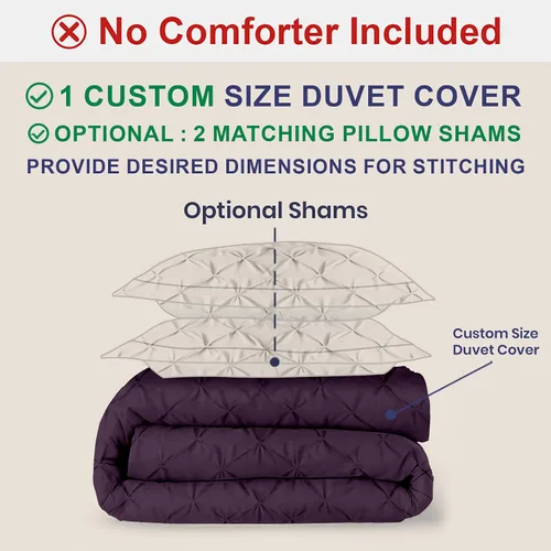 Miniatura 78 de Kotton Culture 1 Pc Twin/Twin XL Size Pinch Pleated - Pintuck Duvet Cover Only - 100% Egyptian Cotton Sateen -1000 TC Luxury Comforter Cover-Zipper