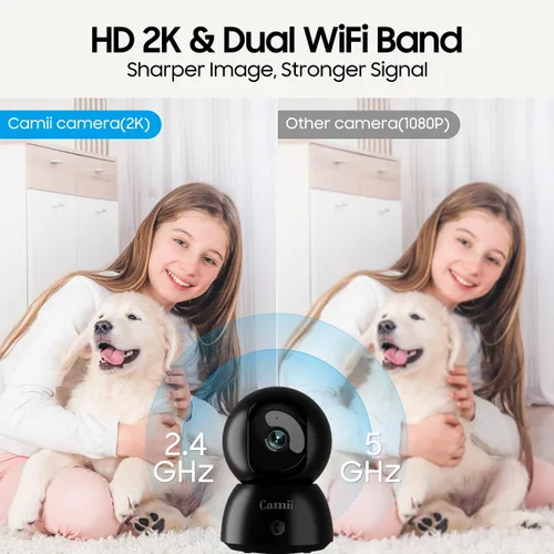 Miniatura 3 de Cámara de seguridad 2K para interiores, cámara WiFi de 2.4G y 5G para mascotas para seguridad del hogar, cámara para mascotas/perros/ancianos/bebés