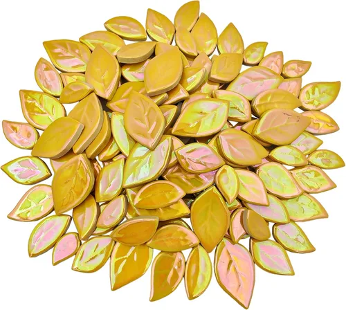 Miniatura 9 de Azulejos de mosaico de cerámica en forma de hoja de 500g/1.1lb, piezas de mosaico de cerámica para manualidades, azulejos de mosaico para decoración