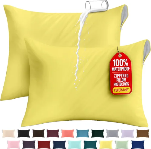 Miniatura 29 de Utopia Bedding Protector de almohada impermeable, con cremallera, paquete de 2, beige, estándar, funda de almohada a prueba de chinches, de 20 x 26