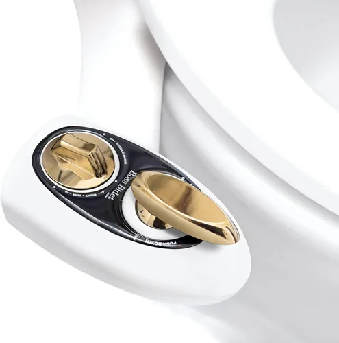 BOSS Bidé Bold baño Attachment | limpie su tushy | función dual Nozzle | Self Limpieza pulverizador | se coloca en 15 minutos | Color Blanco y Dorado