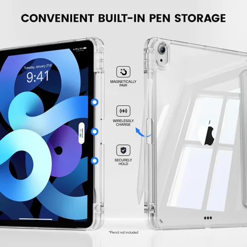 Miniatura 4 de Funda para iPad Air de 11 pulgadas (M4/M3/M2) 2026/2025/2024, iPad Air de 5ª/4ª generación de 10.9 pulgadas 2022/2020 con soporte para lápices, Gris