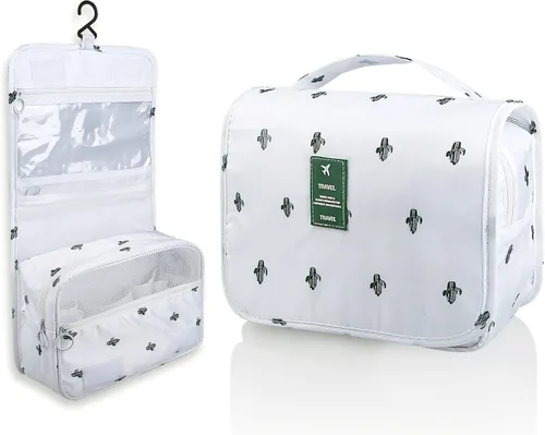 Miniatura 11 de Neceser colgante, organizador de viaje de gran capacidad para artículos de tocador, tela Oxford impermeable, bolsa de cosméticos de viaje con gancho