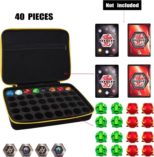 Miniatura 3 de Estuche organizador de juguetes compatible con Bakugan Battle Planet, BakuCores, Armored Alliance, Geogan Rising, organizador de juguetes (40, negro)