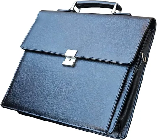 Miniatura 9 de Mens Leather Briefcases Office Attorney Student Attache Case Messenger Bag wPadded Compartment,Black