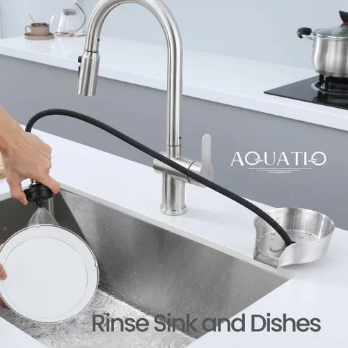 Miniatura 5 de Enjuagadora de vidrio 2 en 1 para fregadero de cocina, limpiador de vasos de acero inoxidable, lavadora de botellas de encimera, accesorios
