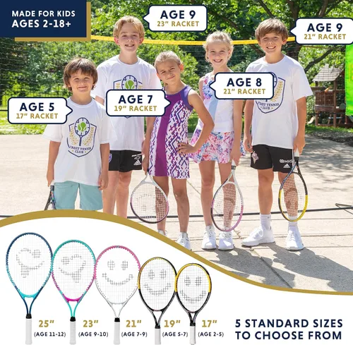 Miniatura 2 de Raqueta de tenis para niños con videos de entrenamiento – Raqueta de tenis juvenil de aluminio con mango de neopreno para niños de 5 a 12 años – Boys