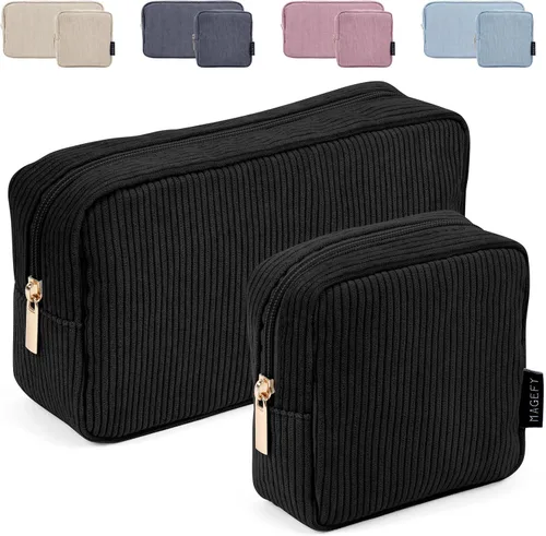 Miniatura 21 de MAGEFY Pequeña bolsa de maquillaje para bolso, mini bolsa de cosméticos de pana, linda bolsa cosmética para mujeres con bolsillos deslizantes