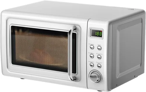 LDAILY Horno de microondas pequeño retro de 0.7 pies cúbicos, microondas compacto de encimera de 700W con 5 niveles de potencia, menús de cocción