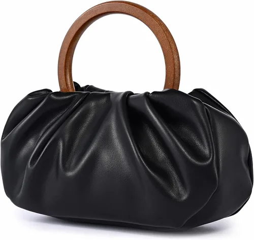 Miniatura 2 de Bolso de embrague de noche y bolsa de masa dorsal de nube pequeños bolsos de moda con asa de madera
