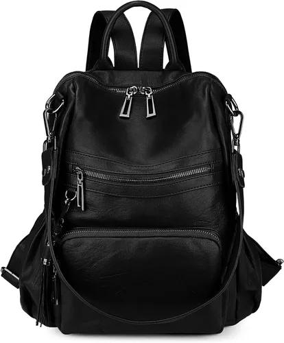 Miniatura 2 de Uromee Mochila de Viaje Monedero para Mujeres Cuero Vegano Damas Moda Borla Bolsa de Hombro Convertible, Grande, Mochilas Daypack