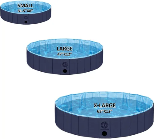 Miniatura 6 de KOPEKS Bañera para piscina al aire libre, portátil, plegable, ideal para mascotas, XL 63 x 12 pulgadas, azul, azul piscina-XL