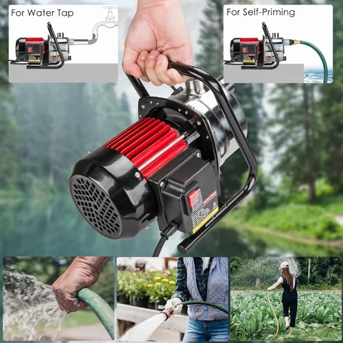 Miniatura 7 de Bomba de Jardín de Transferencia de Agua, 1.6 HP 1000GPH Bomba de Chorro Eléctrica Portátil de Pozo Poco Profundo, Bomba de Refuerzo de Presión