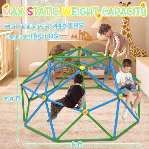 Miniatura 2 de Gardenature Domo de escalada de 6 pies para niños de 3 a 8 años, gimnasio de selva para interiores y exteriores, escalador de cúpula geométrica que