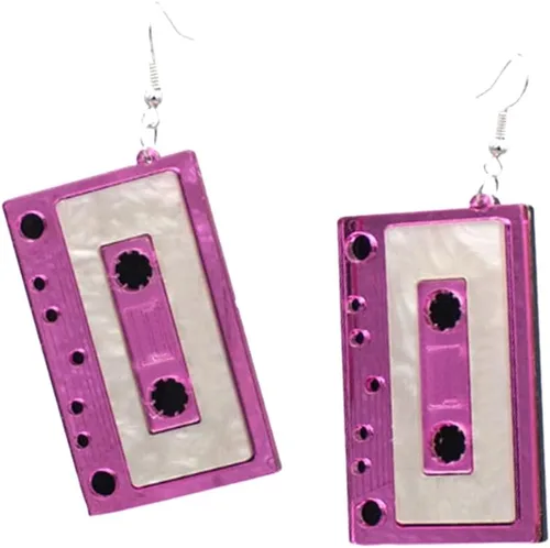 Miniatura 3 de Lindos aretes de casete de audio colgantes