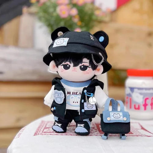 Miniatura 2 de niannyyhouse Ropa de muñeca de felpa de 5.9 in, conjunto de oso Parkour suelto, sombrero, pantalones, mochila, chaleco, zapatos, juguete de peluche