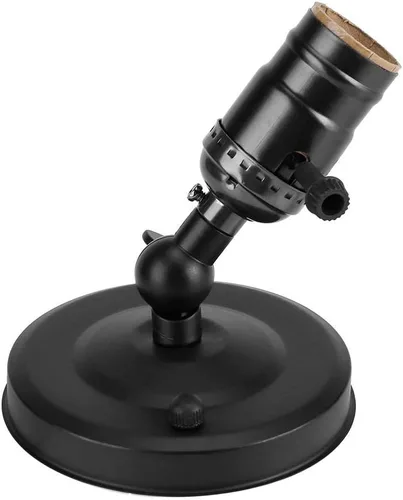 Miniatura 3 de Soporte para lámpara de pared vintage, enchufe E26/E27, metal, negro, estilo retro, para oficina en casa