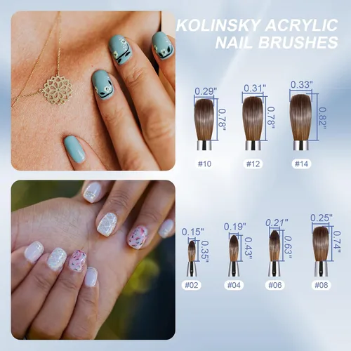 Miniatura 4 de Pincel para uñas acrílicas tamaño 16, pinceles de arte de uñas 100% puro Kolinsky de KEMEISI con mango resistente, forma ovalada, herramientas