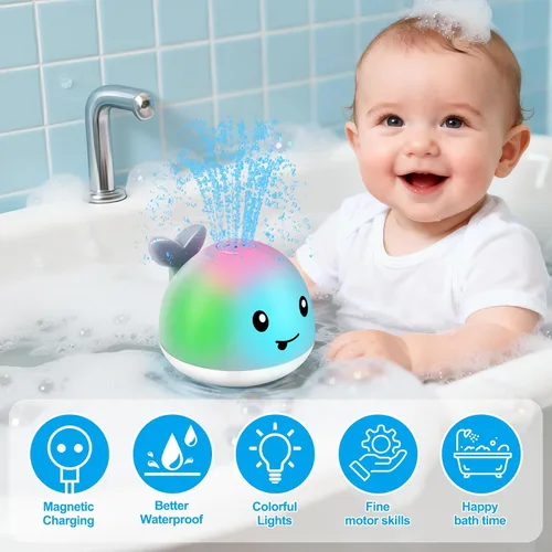 Miniatura 9 de Gigilli Juguetes de baño para bebés, juguetes de baño magnéticos recargables para niños de 1 a 3 años, bañera para niños pequeños, piscina, mesa