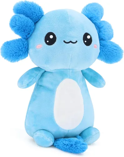 Miniatura 2 de Axolotl - Lindo animal de peluche de ajolote rosa, peluche suave Kawaii, juguete de peluche, regalo para decoración de niñas y niños (azul)