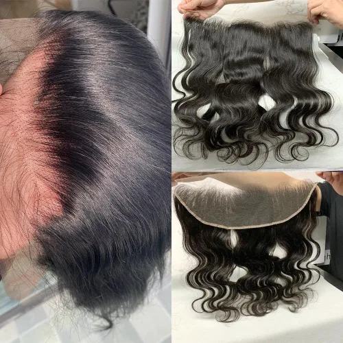 Miniatura 2 de CHEEON Frontal de encaje HD de 13 x 4 de 12 pulgadas, cabello humano brasileño ondulado con cierre frontal de encaje, 100% cabello humano virgen sin