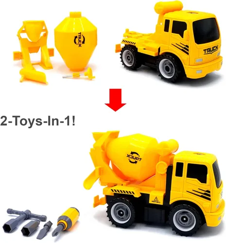Miniatura 3 de MUKIKIM Construye un camión - Mezclador. Desarme y vuelva a armarlo + alimentado por fricción (2 juguetes en 1!) Impresionante juguete galardonado