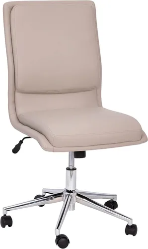 Miniatura 12 de Flash Furniture Madigan Task - Silla de oficina – Lujosa tapicería de cuero negro – Respaldo medio acolchado y asiento – Base cromada ajustable