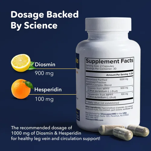 Miniatura 3 de Fórmula para Venas - Diosmina Hesperidina 1000 mg de MPFF, 60 Cápsulas, Suplementos para la Circulación Sanguínea y las Venas de las Piernas