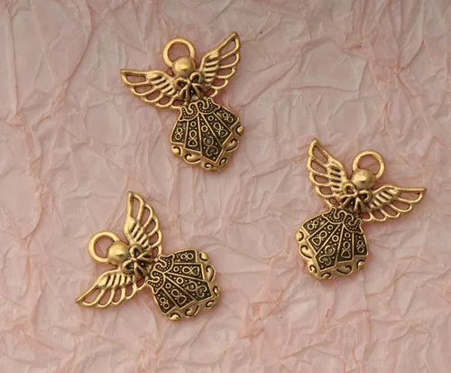 Miniatura 4 de 30 dijes de ángel vintage de metal plateado de 0.06 x 0.91 pulgadas (1.024 x 0.906 in), colgantes vintage para hacer joyas, kit de collares