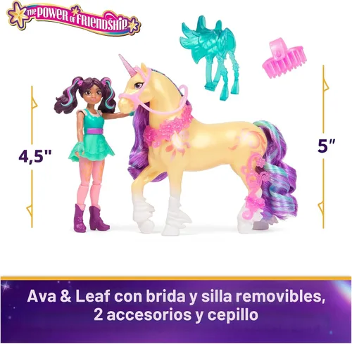 Miniatura 2 de Unicorn Academy, Set de Poder de Amistad de Ava y Leaf con Silla de Montar y Accesorios, Muñecas y Juguetes de Unicornio, Regalos y Pequeños