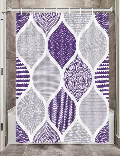 Miniatura 32 de JAWO Cortina de ducha gris retro bohemia de tela geométrica para decoración de baño, estilo bohemio, moderno, abstracto, cachemira, accesorios