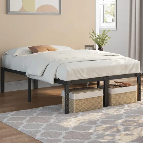 Miniatura 12 de Topeakmart Marco de cama de plataforma de metal de 18 pulgadas con soporte de listones resistente y agujeros reservados para cabecero de bricolaje