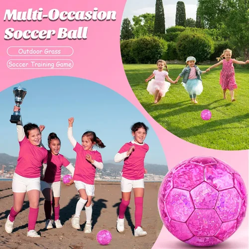Miniatura 4 de DLUGOPIS Sparkling Pink Toddler Soccer Ball - Mini, Age 3-8, Indoor/Outdoor, Small Size for Boys & Girls (Sparkling Pink, 1)