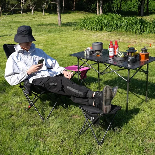 Miniatura 2 de Opliy Taburete de camping 2 unidades, taburete plegable portátil de 13 pulgadas para jardinería al aire libre y playa, senderismo y pesca, taburete