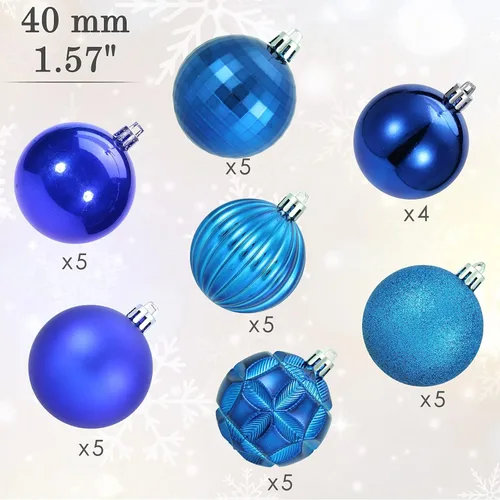 Miniatura 11 de AMS Esferas de Navidad de 2.36 pulgadas/60mm, 34 unidades, adornos grandes, decoraciones para fiestas, inastillables, colgantes festivos para Negro