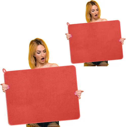 Miniatura 11 de Hushee Paquete de 2 tapetes extra grandes para secar platos, de microfibra, absorbentes, para secado de platos, tapetes escurridor de platos de gran