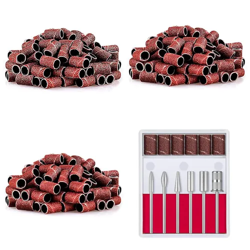 Brocas para uñas, bandas de lijado, 3 colores gruesos y finos de grano medio, juego de arena Efile, tamaño #80 # 120 # 180, lima eléctrica, brocas