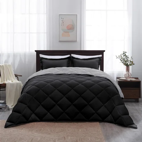 Miniatura 8 de Basic Beyond Juego de edredón tamaño King - Juego de edredón King negro, juego de edredón reversible para cama King para todas las estaciones, 02