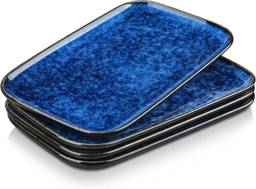 Miniatura 11 de vancasso Stern Platos de servicio de 3 piezas, juego de 3 platos rectangulares de 15/13/11 pulgadas, bandejas azules para entretener, fiesta