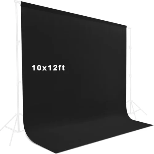 Telón de fondo negro de 10 x 12 pies, cortina de fondo de poliéster para retratos, sesión de fotos de mascotas y fiesta de cumpleaños, decoración de