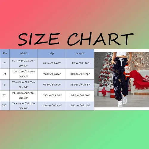 Miniatura 5 de joysale Womens Lightweight Sweatpants Christmas Winter High Waisted Bottom Pants Joggers Pants with Pockets