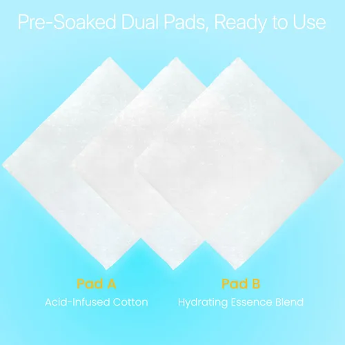 Miniatura 6 de A+B - Almohadillas faciales exfoliantes y reparadoras de 10 Tx, tratamiento de suero de cáscara ácida de 2 pasos con péptidos hialurónicos