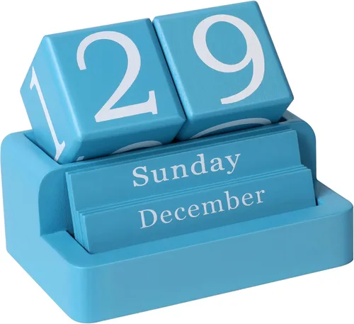 Miniatura 11 de Calendario de Bloques de Madera para Escritorio, Calendario de Escritorio Perpetuo Diario, Accesorios de Escritorio de Estética Moderna de Granja
