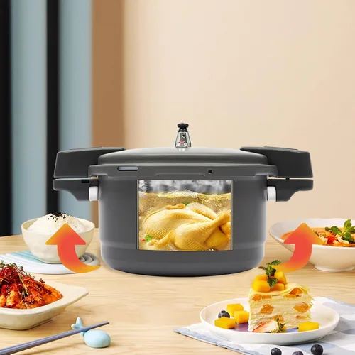 Miniatura 4 de Olla a presión de 9.5 cuartos de galón: olla versátil con válvula de resorte, ideal para estufas de gas, eléctricas y de inducción, cocción a