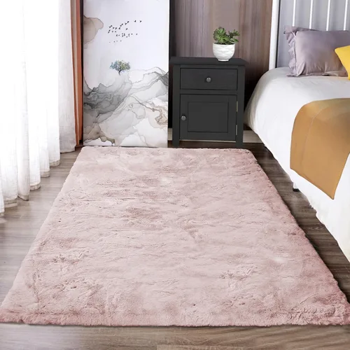 Miniatura 32 de Latepis Alfombra Pequeña Negra Esponjosa 2x3 pies Manta de Piel Sintética de Conejo Alfombra Suave Lavable Alfombras Peludas Shag para Dormitorio