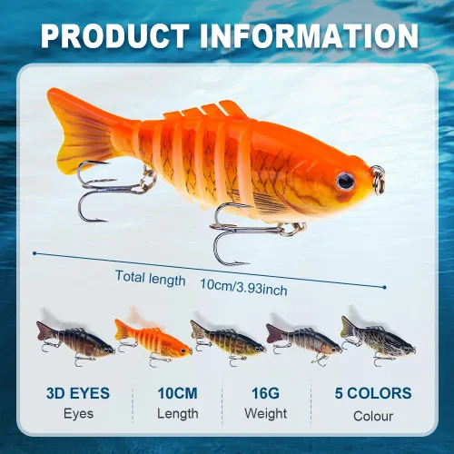 Miniatura 3 de hoehew Señuelo de pesca robótico 3D, nuevo cebo de natación biónico para agua dulce y salada, equipo de pesca atrae señuelos de pesca, lubina