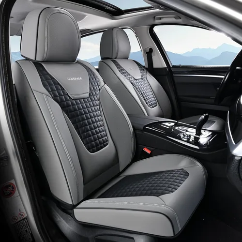 Miniatura 10 de Coverado Fundas de asiento de automóvil, juego completo de fundas de asiento de cuero sintético, fundas protectoras de asiento de lujo, ajuste Rojo