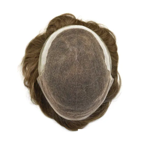 Miniatura 9 de Peluca de repuesto de cabello natural de poliuretano con encaje frontal para hombre (7x9 pulgadas, densidad de luz, 1B40# negro natural con 40% gris)