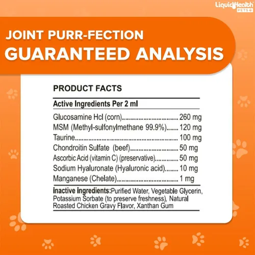 Miniatura 5 de LIQUIDHEALTH Pets Liquid Cat Glucosamine Joint Purr-Fection - Apoyo para Alivio de Salud de Cadera y Articulaciones, Goteros Felinos de Condroitina